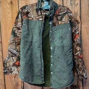 Men's Ducks Unlimited Quilted Green & Camo Button-Up Jacket